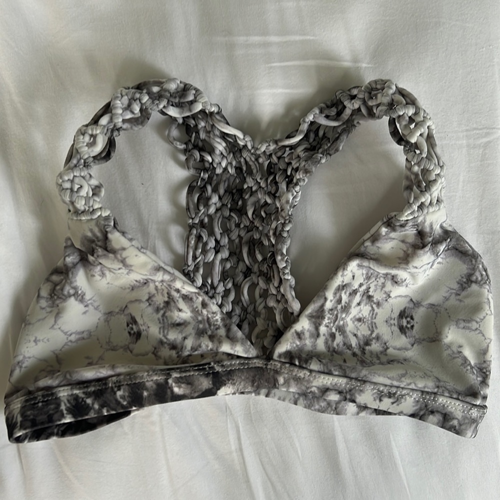MIKOH black and white marble print bathing suit top